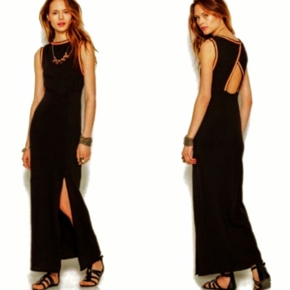 Free People Embroidered Black Sabrina Maxi Cut Out Dress Medium - Picture 7 of 16